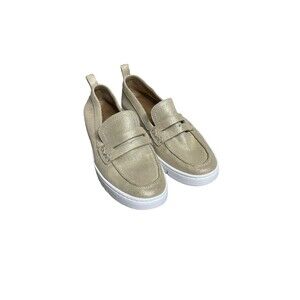 Vionic Uptown Leather Loafer Women’s 6.5 Gold Metallic Comfort Walking Slip On